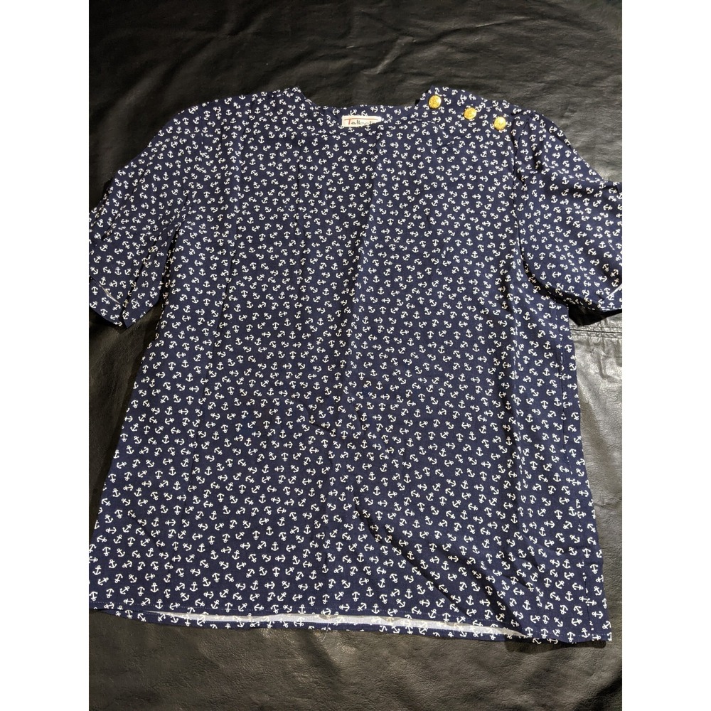 Vintage Talbot's Blouse Nautical Size 8‎ Gold Buttons Anchors Short Sleeve